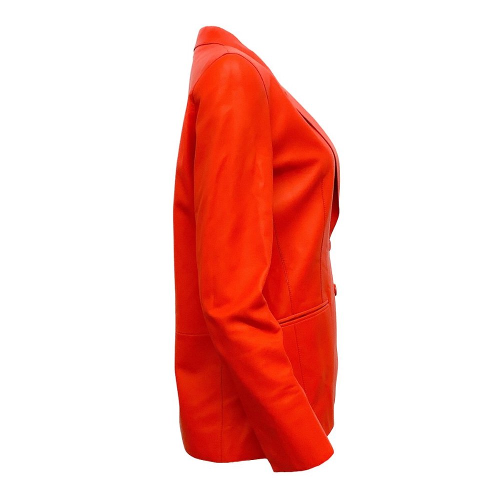 Hermès Orange Leather 2 Button Blazer - Picture 2 of 5